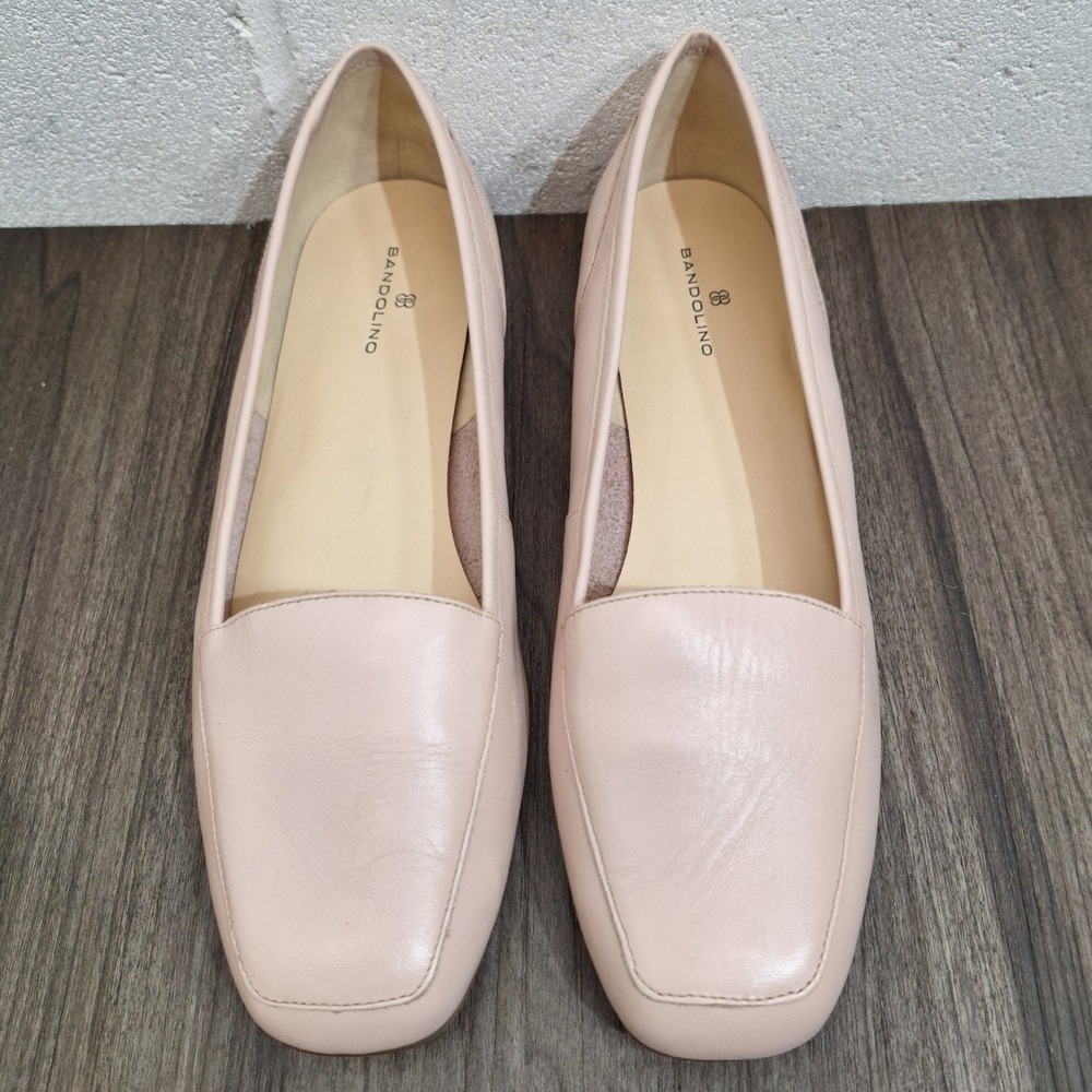 Bandolino Liberty Women's 8 Wide Pink Leather Square Toe Loafers Flats BDLIBERTY